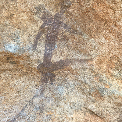 Ancient San Bushman rock painting on stone at Aloe Africa Hunting Safaris ranch South Africa